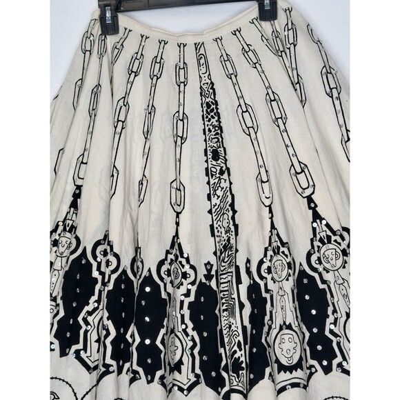 Cotton express Skirt Large Black And White Boho Gypsy Prairie Peasant Skirt - Picture 6 of 8